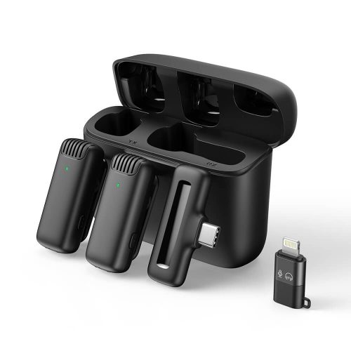 Apexel J13 3in1 2.4Ghz USB-C/ Apple Lightning Vezeték nélküli Mikrofon Kit | 2+1