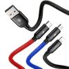 Baseus 3 az 1-ben USB-C / Lightning / Micro-USB kábel, 3.5A, 0.3 m (fekete)