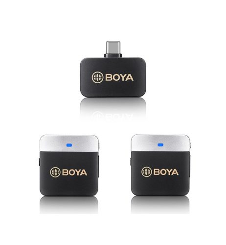 BOYA BY-M1V3 2.4GHz Dual Vezeték-nélküli Mikrofon Kit (USB-C / PC-Android csatlakozás)| 2+1