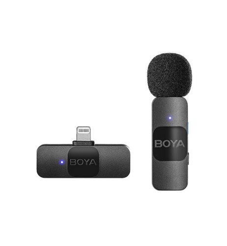 BOYA BY-V1 Ultra-kicsi 2.4GHz Vezeték nélküli Mikrofon Kit (Apple iOS/ iPhone Lightning csatlakozóval) | 1+1