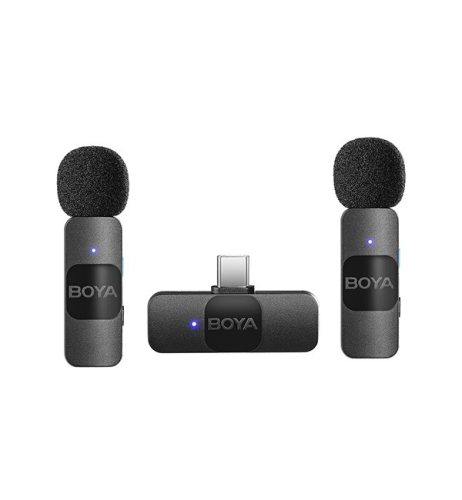 BOYA BY-V1 Ultra-kicsi 2.4GHz Vezeték nélküli Mikrofon Kit (USB-C / PC-Android csatlakozás)| 2+1