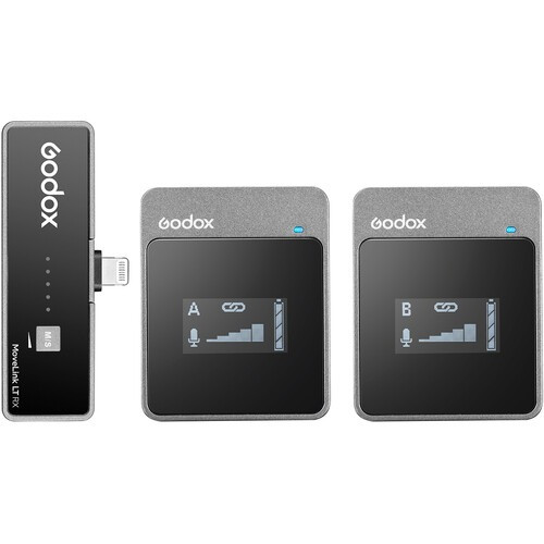 Godox MoveLink LT2 2.4GHz Mikrofon Kit -Apple iOS/ iPhone Lightning Vezetéknélküli Mic |2+1