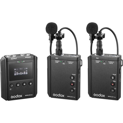 Godox WMicS2-Kit2 UHF Mikrofon Rendszer -Vezetéknélküli Mic |2+1