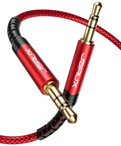 JSAUX 3,5mm TRS Jack- AUX Kábel [Piros, 3m]