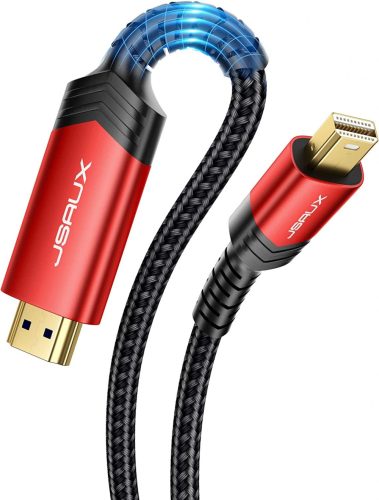 JSAUX 2K Mini DisplayPort-HDMI Átalakító-Kábel Adapter (1080p@60Hz) [Piros, 2m]