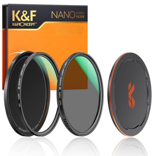 K&F Concept 3in1 Filter Kit: MCUV +CPL Polár-Szűrő -Nano-X Objektív Filter Set Fém Lencse-sapkával