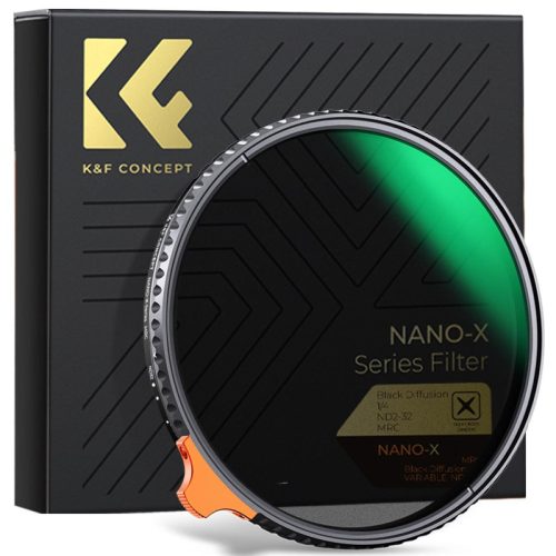 K&F Concept 58mm Black Mist 1/4 & ND2-ND32 Variálható ND-szűrő - Nano-X Natural Density Filter