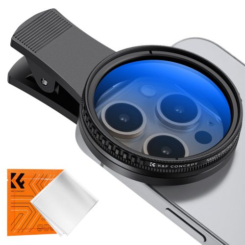 K&F Concept Csíptetős 52 mm-es Okostelefon Körkörös Polarizáló CPL Szűrő – Fekete