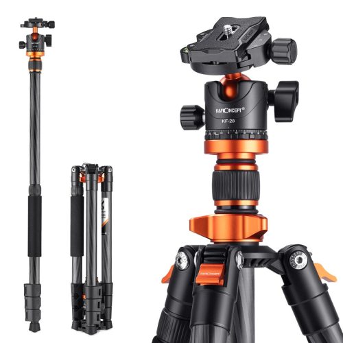 K&F Concept D254C1+BH-28L Carbon-Fiber Szénszálas Tripod/ Monopod (160cm Állvány)