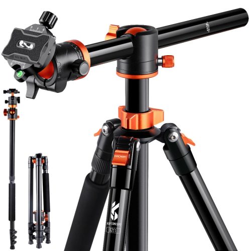 K&F Concept T255A3+BH-28L Horizontal Alumínium Tripod/ Monopod (183/ 195cm Állvány)