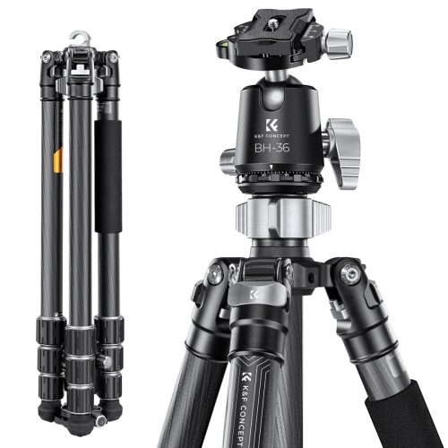 K&F Concept X254C4+BH-36 Carbon-Fiber Szénszálas Tripod/ Monopod (172/ 181cm Állvány)