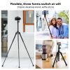 K&F Concept E224A3+BH-18 Akciókamera & Okostelefon Selfie bot / Monopod / Tripod - Bluetooth Távirányítós Szelfi Stick (170cm) -Fekete