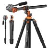 K&F Concept T254A7 állvány + FH-03 fluid fej -  Alumínium Tripod/ Monopod (230 cm Állvány)