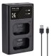 K&F Concept Sony NP-FW50 Dupla Utazó Gyors-Töltő -USB-C (Type C) Sony FW50 Charger