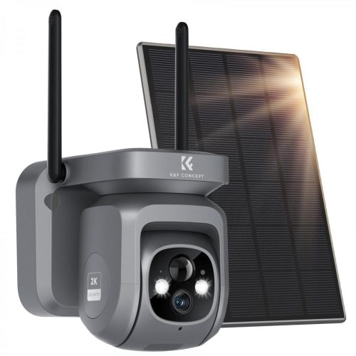 K&F Concept WiFi Dome Biztonsági-Kamera - 2K IP66 Napelemes 2.4GHz 9600mAh Security Camera (Fekete)