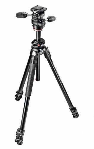 Manfrotto 290 Dual Alumínium 3 szekciós állvány 90° oszloppal + 3D fej (175cm)