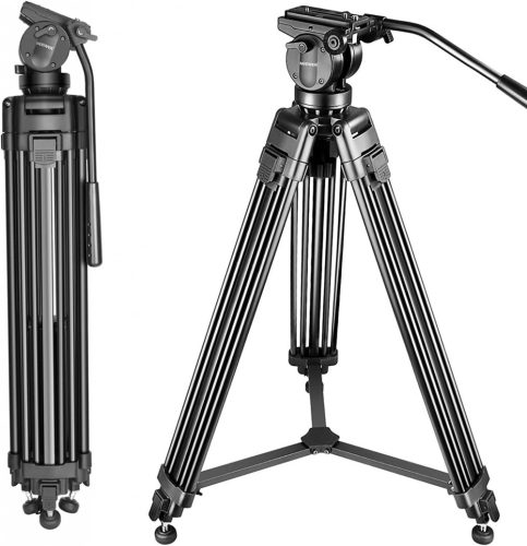 NEEWER NW-2500 Aluminium Video-Tripod (155cm Állvány) + Video-Fluid Fej