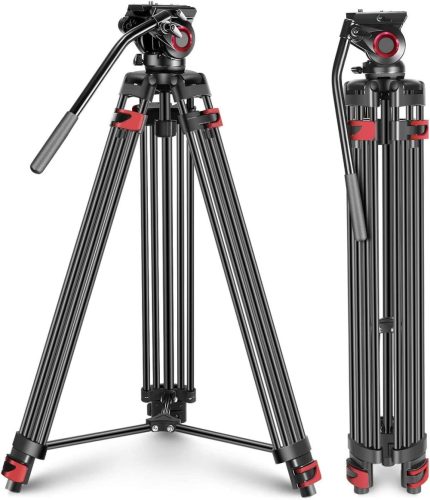 NEEWER DV-64 Aluminium Video-Tripod (163cm Állvány) + Video-Fluid Fej