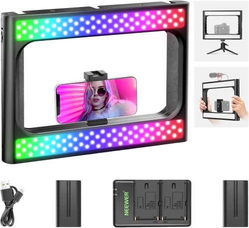 NEEWER RGB-A111 Mobil/ Okostelefon RGB-LED Videó Rig Kit - Színes LED