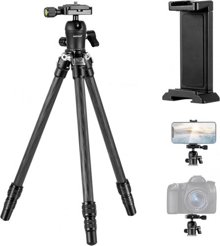 NEEWER Carbon Fiber Szénszálas Tripod (72cm Állvány) + Ballhead-fej + Mobil-adapter