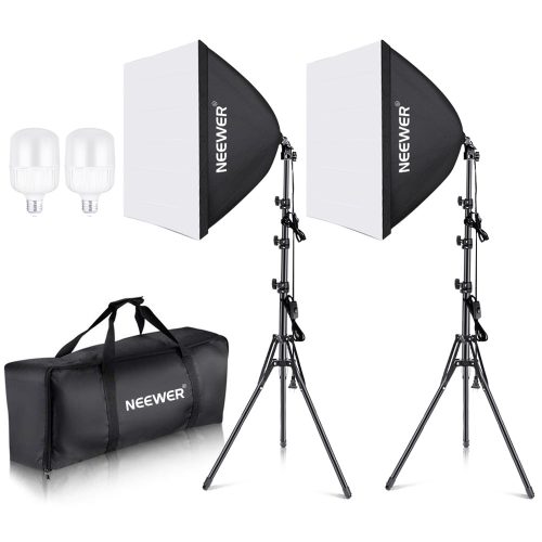 NEEWER 700W Dupla-Softbox Set - 2x 85W E27 60*60cm Softbox 210cm Álvánnyal