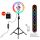 PULUZ 26cm RGB Színes LED Körfény körlámpa Ringlight + 110cm Tripod Állvány