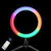 PULUZ 26cm RGB Színes LED Körfény körlámpa Ringlight + Mini-Tripod Állvány