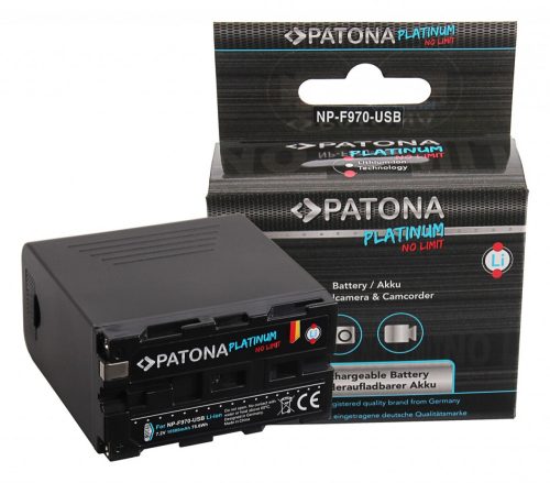 PATONA Platinum akkumulátor  Sony NP-F970 F960 F950, beleértve a Powerbank 5V/2A USB kimenet 10500mAh és Micro USB bemenet