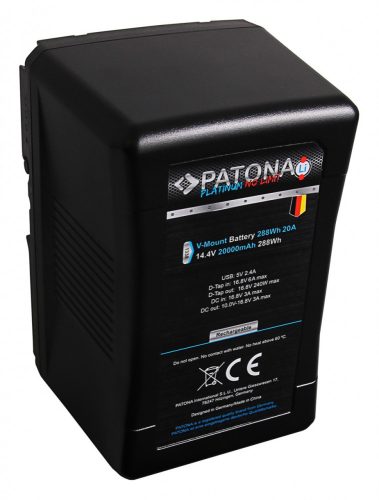 PATONA Platinum akkumulátor V-Mount 20A 288Wh Tesla-cellákkal  Sony BP-290W DSR 250P 600P 650P 650P 652P