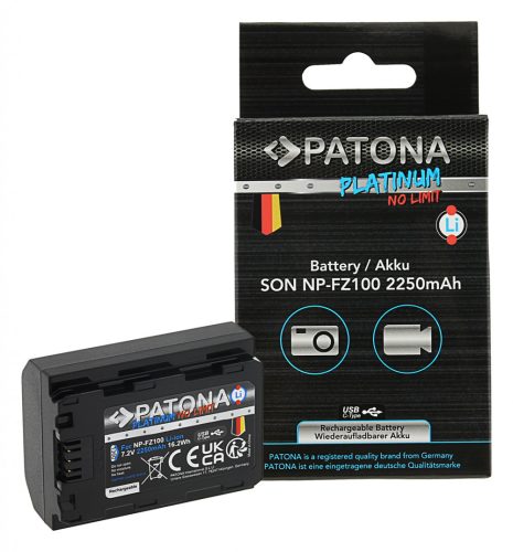 PATONA PLATINUM USB-C Sony NP-FZ100 Akkumulátor 2250 mAh - Type-C Sony A7III A9 A7IV