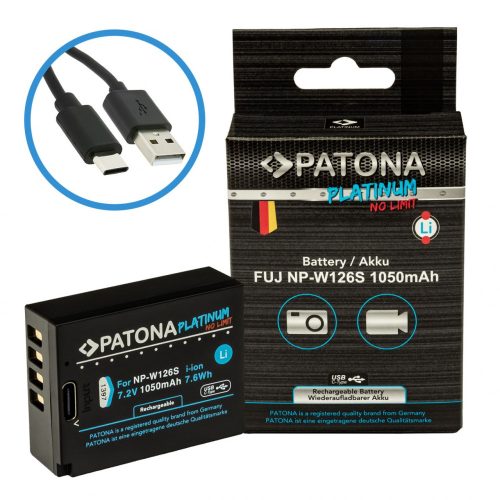 PATONA Platinum akkumulátor USB-C bemenettel Fuji NP-W126S FUJIFILM X-H1 FUJIFILM X-Pro3 FUJIFILM X-T100 FUJIFILM X-T100-hoz