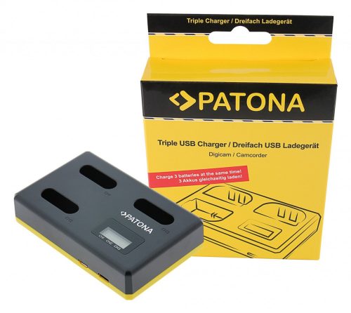 PATONA USB Tripla töltő  Sony NP-BX1 BX BX1 NP-BX1 Cybershot DSC HX300 DSC HX50V DSC RX1 USB C típusú kábellel együtt