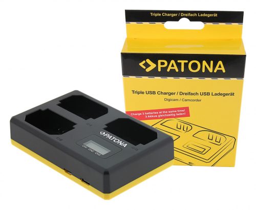 PATONA USB Háromszoros töltő  Sony NP-FZ100 A7 III A7M3 Alpha 7 III A7 R III A7RM3 Alpha 7 R III A9 Alpha 9 FZ100