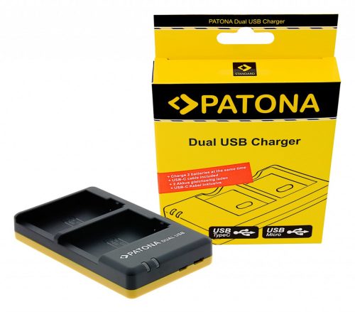 PATONA Dupla gyorstöltő  Canon LP-E8 LPE8 USB-C kábellel együtt