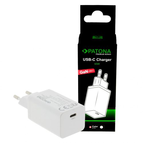 PATONA Premium GaN PD65W adapter fehér 1xUSB-C PD3.0 QC3.0 QC3.0