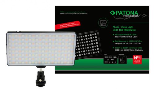 PATONA prémium LED fotó- és videólámpa 160 állítható RGB LED