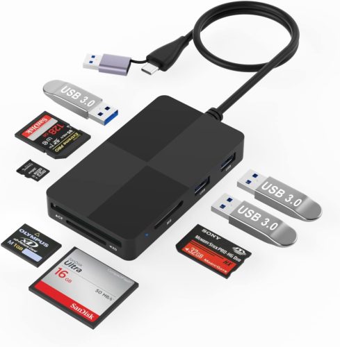 6in1 CFExpress/ SD/ TF/ MS/ XD/ USB 3.0 Kártyaolvasó - USB-C (Type-C) Memóriakártya Olvasó és Író