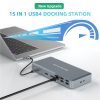 14in1 2x USB-C (Type-C), 5x USB-A 3.2, 2x HDMI, RJ45, SD, TF Kártyaolvasó -PD-100W HUB Dokkoló Állomás