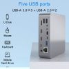 15in1 4x USB-C (Type C), 5x USB-A, 2x HDMI 2.1, 1x DP 4K@30Hz, RJ45, SD, TF Kártyaolvasó, 2x 3,5mm Jack -HUB Dokkoló Állomás