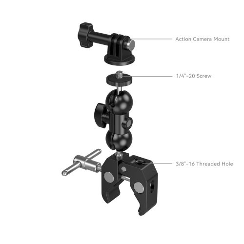 SmallRig Mobil& Kamera & Akciókamera Szuper-bilincs Rögzítő - 1/4" Többfunkciós Super Clamp Mini-Gömbfejjel [4373]