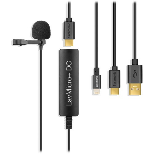 Saramonic LavMicro+DC USB-A/ USB-C (Type-C)/ Apple iOS Lightning Lavalier Mikrofon -Csíptetős mikrofon Adapterrel (200cm)