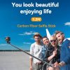 TELESIN 120cm Akciókamera Carbon-Fiber Monopod - Szuper hosszú Szénszálas Teleszkópos Selfie bot [GP-MNP-002]