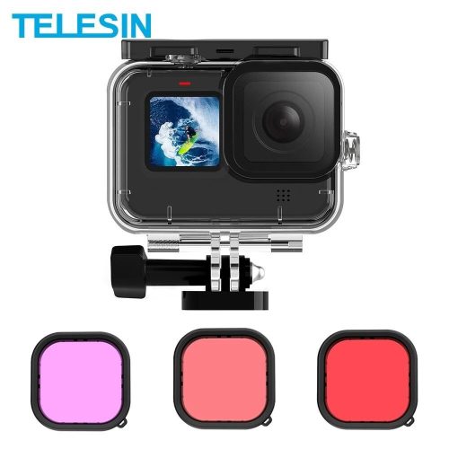 TELESIN GoPro Hero 9/ 10 vízálló búvár tok + Piros / Rózsaszín / Magenta szűrő (3db) - waterpro