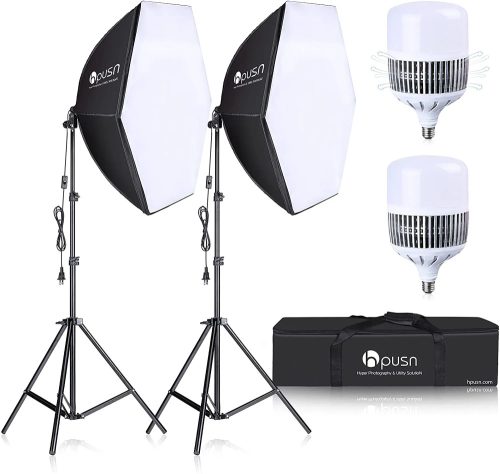 HPUSN HP02 Dupla-Softbox Set - 2* 85W 3000-6500K 76cm Softbox 2M Álvánnyal