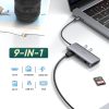 UGREEN 9-in-1 USB-C (Type-C) -3xUSB-A/ 4K HDMI/ VGA/ RJ45 Ethernet/ TF SD Kártyaolvasó HUB [CM179]