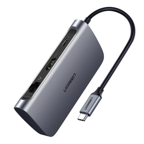 UGREEN 7-in-1 USB-C (Type-C) -2xUSB-A/ USB-C/ 4K HDMI/ RJ45 Ethernet/ SD, TF Kártyaolvasó HUB [CM212]