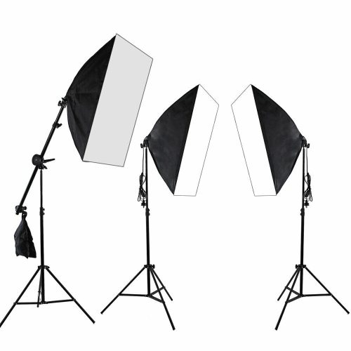 3-in-1 3db 70x50cm Softbox Set 125W LED 210cm Állvánnyal - Fotó Studió világítás (Tripla Set)